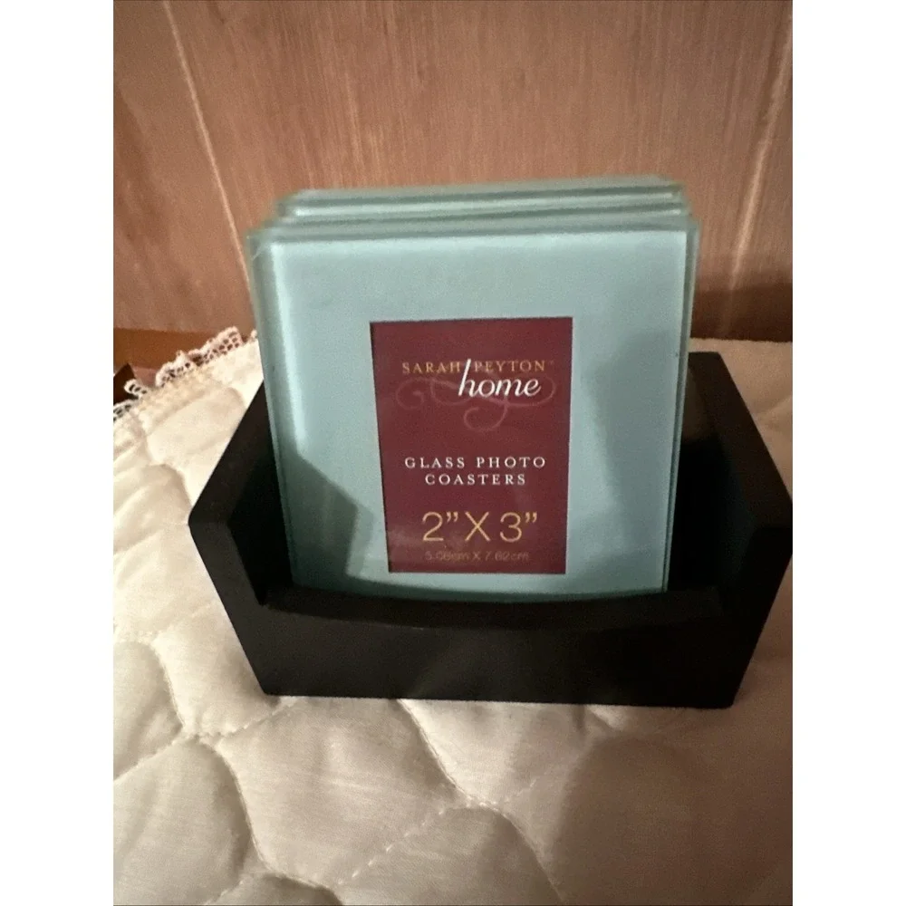 Set of 4 Sarah Peyton Home Glass Coasters‎ 2x3